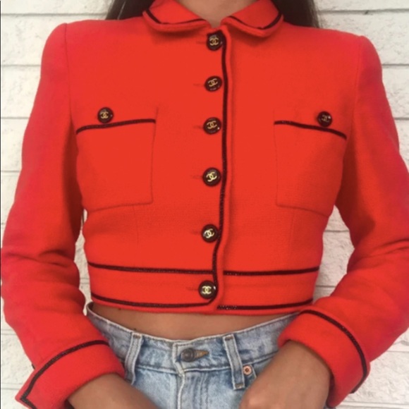 Chanel Vintage Spring 1995 Cropped Red 95P Jacket - Picture 2 of 14